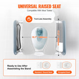 VEVOR Raised Toilet Seat, 7-Position Height Adjustment 655-805 Mm, 158.7 kg Weight Capacity, with Comfort Padded Aluminum Frame, Universal Toilet Seat Riser, for Elderly, Handicap, Pregnant, Medical - Top-Down View