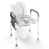 VEVOR Raised Toilet Seat, 7-Position Height Adjustment 655-805 Mm, 158.7 kg Weight Capacity, with Comfort Padded Aluminum Frame, Universal Toilet Seat Riser, for Elderly, Handicap, Pregnant, Medical - Extra Image