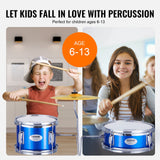 VEVOR Kids Drum Set, 3-Piece, 355.6 mm Beginner Drum Set with Adjustable Throne Cymbal Pedal Two Pairs of Drumsticks, Tom Drum Snare Drum Bass Drum, Starter Drum Kit for Child Kids, Blue - Top-Down View