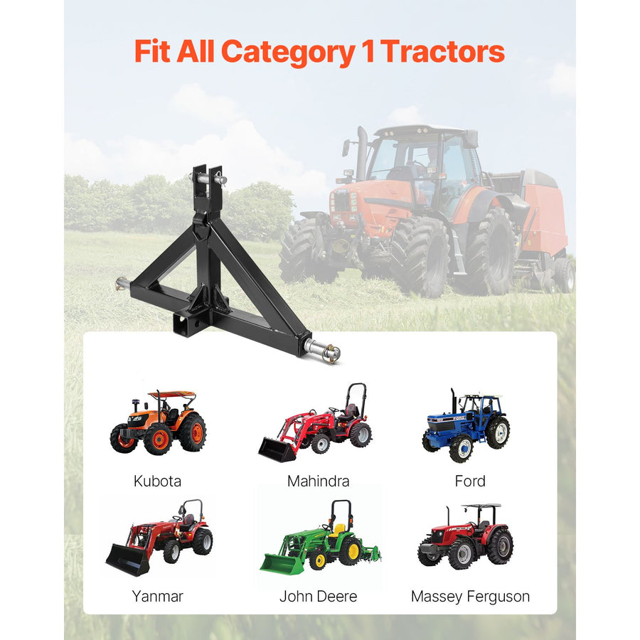 3 Point Hitch Receiver with 2 in Receiver, 3pt Quick Hitch Attachment, 3,000 lbs Capacity, Heavy Duty Tractor, image 2
