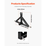 3 Point Hitch Receiver with 2 in Receiver, 3pt Quick Hitch Attachment, 3,000 lbs Capacity, Heavy Duty Tractor, image 3