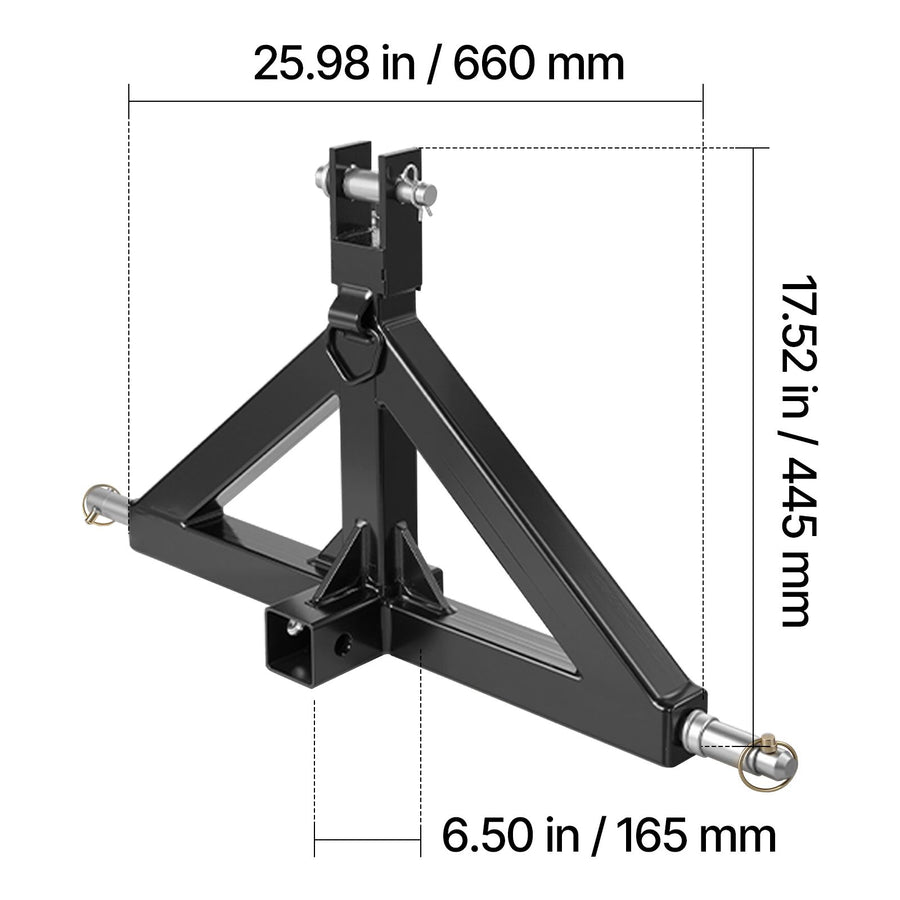 3 Point Hitch Receiver with 2 in Receiver, 3pt Quick Hitch Attachment, 3,000 lbs Capacity, Heavy Duty Tractor, image 8