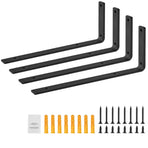Shelf Bracket, Heavy Duty Floating Shelf Brackets 25.6 x 15.5 cm, 4 Pcs Brackets for Shelves, 5mm Thick Matte Black L Shelf Bracket,Steel Shelving Brackets with 72.6 kg Load Capacity