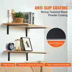 Shelf Bracket, Heavy Duty Floating Shelf Brackets 25.6 x 15.5 cm, 4 Pcs Brackets for Shelves, 5mm Thick Matte Black L Shelf Bracket,Steel Shelving Brackets with 72.6 kg Load Capacity