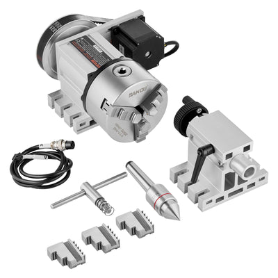 VEVOR Dividing Head, K11-100mm 3-Jaw Chuck, CNC Router Milling Machine Rotational Axis 4th Axis A Axis Indexing Head, 65 mm Center Height MT2