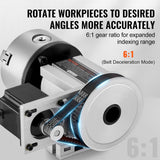 VEVOR Dividing Head, K11-100mm 3-Jaw Chuck, CNC Router Milling Machine Rotational Axis 4th Axis A Axis Indexing Head, 65 mm Center Height MT2 Tailstock 6:1 Gear Ratio, Universal for Engraving - Side View