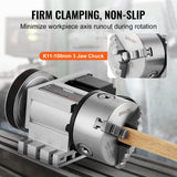 VEVOR Dividing Head, K11-100mm 3-Jaw Chuck, CNC Router Milling Machine Rotational Axis 4th Axis A Axis Indexing Head, 65 mm Center Height MT2 Tailstock 6:1 Gear Ratio, Universal for Engraving - Rear View