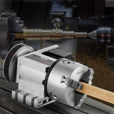 VEVOR Dividing Head, K11-100mm 3-Jaw Chuck, CNC Router Milling Machine Rotational Axis 4th Axis A Axis Indexing Head, 65 mm Center Height MT2 Tailstock 6:1 Gear Ratio, Universal for Engraving - Low Angle