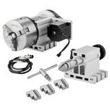 VEVOR Dividing Head, K11-100mm 3-Jaw Chuck, CNC Router Milling Machine Rotational Axis 4th Axis A Axis Indexing Head, 65 mm Center Height MT2 Tailstock 6:1 Gear Ratio, Universal for Engraving - Extra Image