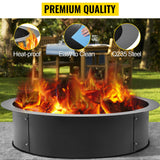 Outdoor Fire Pit Ring 106cm BBQ Table Grill Garden Wood Burning Fireplace - Front View