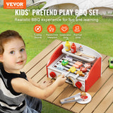 VEVOR 26 PCS Kids BBQ Grill Playset Wooden Cooking Grill Toy Set Pretend Sound - Front View