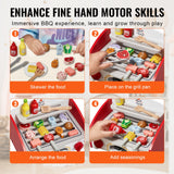 VEVOR 26 PCS Kids BBQ Grill Playset Wooden Cooking Grill Toy Set Pretend Sound - Top-Down View