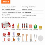 VEVOR 26 PCS Kids BBQ Grill Playset Wooden Cooking Grill Toy Set Pretend Sound - Close-Up Angle