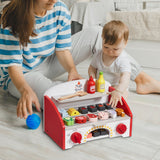 VEVOR 26 PCS Kids BBQ Grill Playset Wooden Cooking Grill Toy Set Pretend Sound - Low Angle