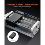 Linear Stage Actuator, 100 mm Effective Stroke, Ball Screw CNC Linear Motion Guide Rail, Double Optical Axis, C7 High-Precision, Bearing Slide Block, Manual Handwheel, for CNC Router X Y Z Axis