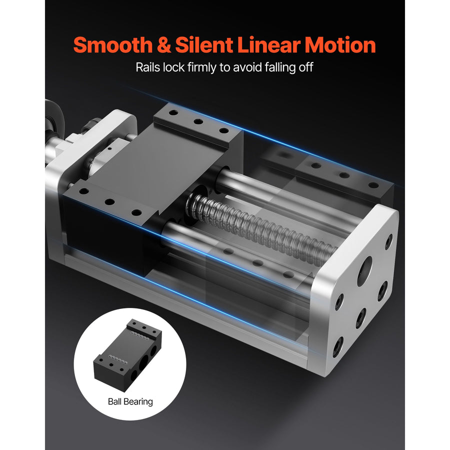 Linear Stage Actuator, 100 mm Effective Stroke, Ball Screw CNC Linear Motion Guide Rail, Double Optical Axis, C7 High-Precision, Bearing Slide Block, Manual Handwheel, for CNC Router X Y Z Axis