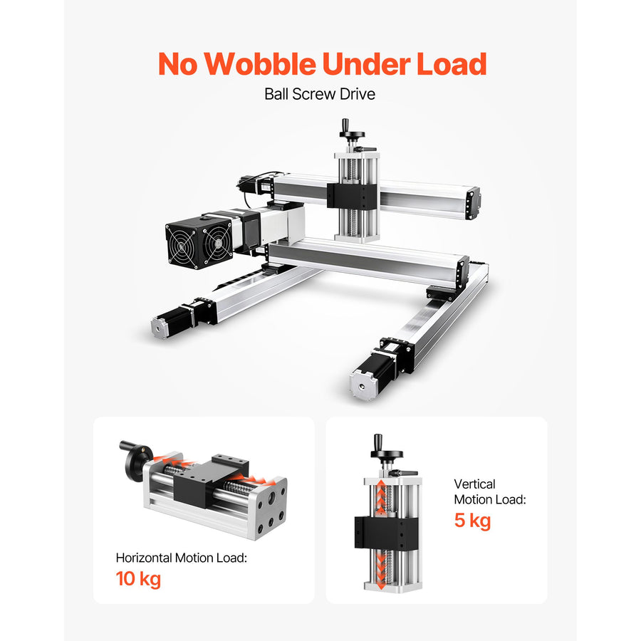 Linear Stage Actuator, 100 mm Effective Stroke, Ball Screw CNC Linear Motion Guide Rail, Double Optical Axis, C7 High-Precision, Bearing Slide Block, Manual Handwheel, for CNC Router X Y Z Axis