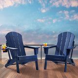 VEVOR Adirondack Chair Plastic, Set of 2 All-Weather Portable Folding Fire Pit Chair, Outdoor Adirondack Patio Chair with Cup Holder, with Relaxing Arm Rest Ergonomic, for Garden, Backyard Navy Blue - Low Angle