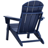 VEVOR Adirondack Chair Plastic, Set of 2 All-Weather Portable Folding Fire Pit Chair, Outdoor Adirondack Patio Chair with Cup Holder, with Relaxing Arm Rest Ergonomic, for Garden, Backyard Navy Blue - Extra Image