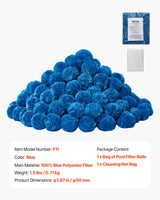 VEVOR Pool Filter Balls for Sand Filter Pump Swimming Pool 0.71 kg Reusable Blue