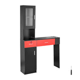 VEVOR Salon Station, Wall Mount Barber Salon Station for Hair Stylist, Beauty Spa Furniture Set, 1 Storage Cabinet, 3 Cubbies and 2 Drawers(One