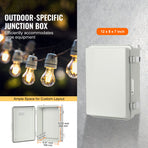 Outdoor Electrical Junction Box, 300 x 200 x 180 mm, ABS Plastic Electrical Enclosure Box with Hinged Cover Stainless Steel Latch, IP67 Dustproof Waterproof for Outdoor Electrical Projects