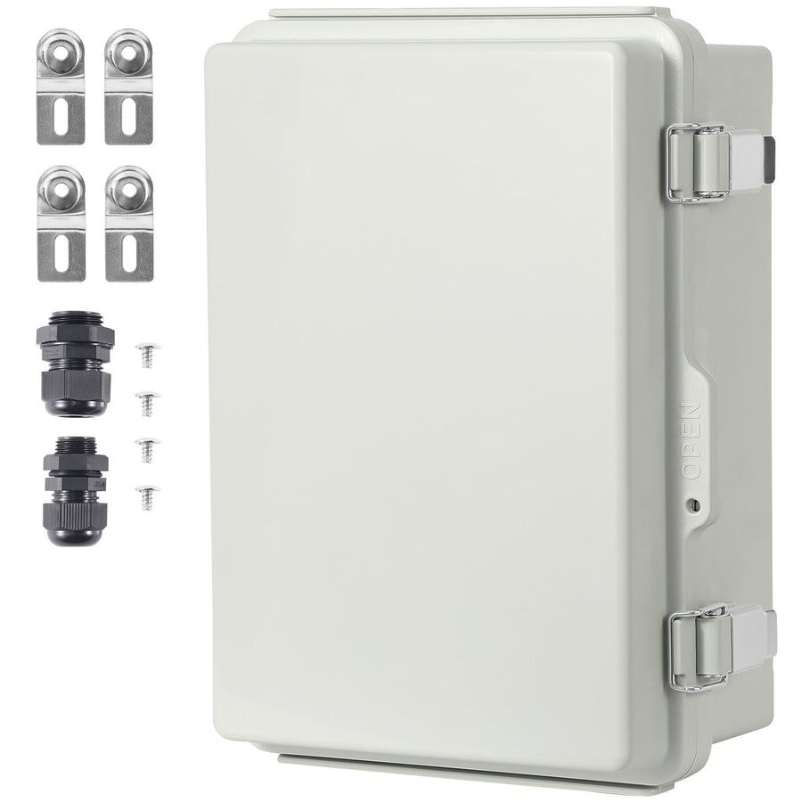 Outdoor Electrical Junction Box, 300 x 200 x 180 mm, ABS Plastic Electrical Enclosure Box with Hinged Cover Stainless Steel Latch, IP67 Dustproof Waterproof for Outdoor Electrical Projects