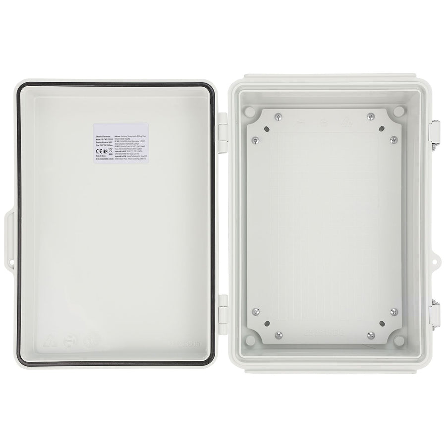 Outdoor Electrical Junction Box, 300 x 200 x 180 mm, ABS Plastic Electrical Enclosure Box with Hinged Cover Stainless Steel Latch, IP67 Dustproof Waterproof for Outdoor Electrical Projects