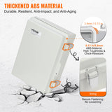 VEVOR Outdoor Electrical Junction Box, 430 x 330 x 180 mm, ABS Plastic Electrical Enclosure Box with Hinged Cover Stainless Steel Latch, IP67 Dustproof Waterproof for Outdoor Electrical Projects, 17 x 13 x 7 inch - Side View