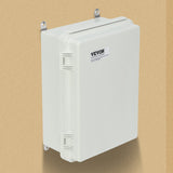 VEVOR Outdoor Electrical Junction Box, 430 x 330 x 180 mm, ABS Plastic Electrical Enclosure Box with Hinged Cover Stainless Steel Latch, IP67 Dustproof Waterproof for Outdoor Electrical Projects, 17 x 13 x 7 inch - Close-Up Angle