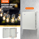 VEVOR Outdoor Electrical Junction Box, 530 x 430 x 200 mm, ABS Plastic Electrical Enclosure Box with Hinged Cover Stainless Steel Latch, IP67 Dustproof Waterproof for Outdoor Electrical Projects, 21 x 17 x 8 inch - Front View