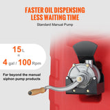 VEVOR 60.57L Fuel Caddy, 7.8 L/min, Portable Gas Storage Tank Container with Hand Pump Rubber Wheels, Fuel Transfer Storage Tank for Gasoline Diesel Machine Oil Car Mowers Tractor Boat Motorcycle - 45-Degree Angle