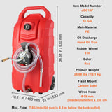 VEVOR 60.57L Fuel Caddy, 7.8 L/min, Portable Gas Storage Tank Container with Hand Pump Rubber Wheels, Fuel Transfer Storage Tank for Gasoline Diesel Machine Oil Car Mowers Tractor Boat Motorcycle - Rear View