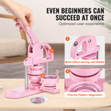 VEVOR Button Maker, 1/1.25/2.28 inch(25/32/58mm) 3-IN-1 Pin Maker, 300pcs Button Parts, Button Maker Machine with Panda Magic Book, Ergonomic Arc Handle Punch Press Kit, For Children DIY Gifts, Pink - Side View