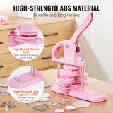 VEVOR Button Maker, 1/1.25/2.28 inch(25/32/58mm) 3-IN-1 Pin Maker, 300pcs Button Parts, Button Maker Machine with Panda Magic Book, Ergonomic Arc Handle Punch Press Kit, For Children DIY Gifts, Pink - Top-Down View