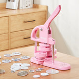 VEVOR Button Maker, 1/1.25/2.28 inch(25/32/58mm) 3-IN-1 Pin Maker, 300pcs Button Parts, Button Maker Machine with Panda Magic Book, Ergonomic Arc Handle Punch Press Kit, For Children DIY Gifts, Pink - Low Angle