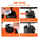 VEVOR Button Maker Machine, 0.98 inch/25mm Pin Maker, Installation-Free Badge Punch Press Kit, Children DIY Gifts Button Making Supplies with 500pcs Button Parts, Circle Cutter, Magic Book - 45-Degree Angle