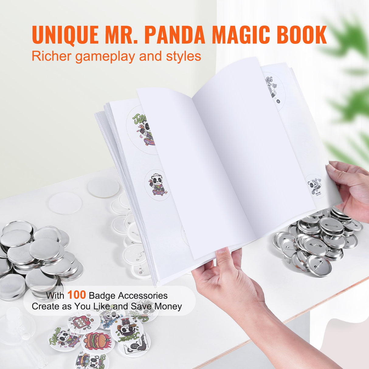 VEVOR Button Maker Machine, 2.28 inch/58mm Pin Maker, Installation-Free Badge Punch Press Kit, Children DIY Gifts Button Making Supplies with 100pcs Button Parts, Circle Cutter, Magic Book