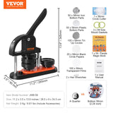 VEVOR Button Maker Machine, 2.28 inch/58mm Pin Maker, Installation-Free Badge Punch Press Kit, Children DIY Gifts Button Making Supplies with 100pcs Button Parts, Circle Cutter, Magic Book - Close-Up Angle
