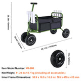 VEVOR Beach Fishing Cart, 136kg Load Capacity, Foldable Fish and Marine Cart with Four 280mm Big Wheels Rubber Balloon Tires, Heavy-Duty Steel Pier Wagon Trolley with 8 Rod Holders for Picnic - Close-Up Angle