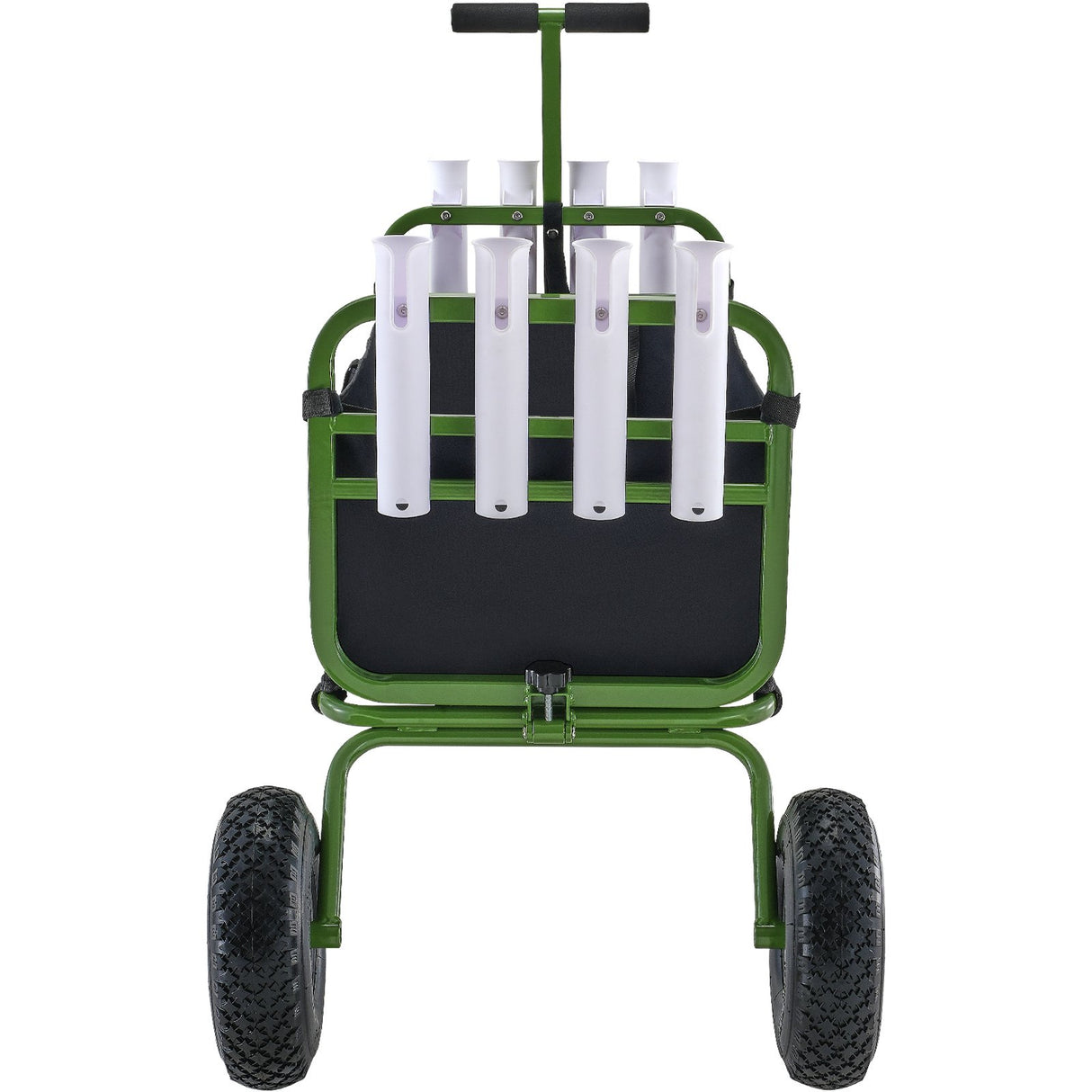 Beach Fishing Cart, 136kg Load Capacity, Foldable Fish and Marine Cart with Four 280mm Big Wheels Rubber Balloon Tires, Heavy-Duty Steel Pier Wagon Trolley with 8 Rod Holders for Picnic