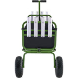 Beach Fishing Cart, 136kg Load Capacity, Foldable Fish and Marine Cart with Four 280mm Big Wheels Rubber Balloon Tires, Heavy-Duty Steel Pier Wagon Trolley with 8 Rod Holders for Picnic