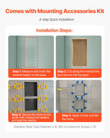 VEVOR Shower Niche 40.6 x 71.1 x 10.2 cm Recessed Wall Shelf for Bathroom