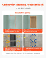 VEVOR Shower Niche 40.6 x 71.1 x 10.2 cm Recessed Wall Shelf for Bathroom - 45-Degree Angle