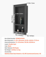 VEVOR Shower Niche 40.6 x 71.1 x 10.2 cm Recessed Wall Shelf for Bathroom - Close-Up Angle