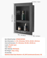 VEVOR Shower Niche 40.6 x 50.8 x 10.2 cm Recessed Wall Divider Shelf Bathroom - Rear View
