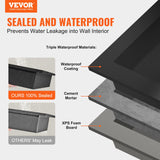 VEVOR Shower Niche Ready for Tile 40.64 x 60.96 cm, 16 x 24 inch Double Shelf Organizer, Square Corners Wall-inserted Niche Recessed, Sealed Protection Modern Soap Storage Niche for Shower Bathroom, Black - Front View