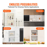 VEVOR Shower Niche Ready for Tile 40.64 x 60.96 cm, 16 x 24 inch Double Shelf Organizer, Square Corners Wall-inserted Niche Recessed, Sealed Protection Modern Soap Storage Niche for Shower Bathroom, Black - Rear View