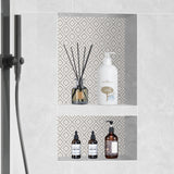 VEVOR Shower Niche Ready for Tile 40.64 x 60.96 cm, 16 x 24 inch Double Shelf Organizer, Square Corners Wall-inserted Niche Recessed, Sealed Protection Modern Soap Storage Niche for Shower Bathroom, Black