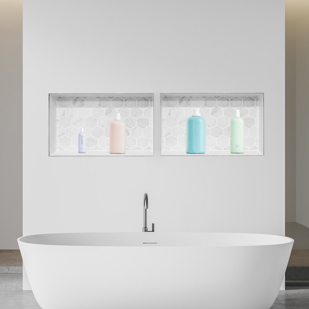 VEVOR Shower Niche 40.6 x 81.3 + 40.6 x 81.3 cm Recessed Wall Shelf Bathroom